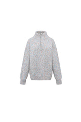 Colorful Polka Dot High Neck Zip-Up Sweater