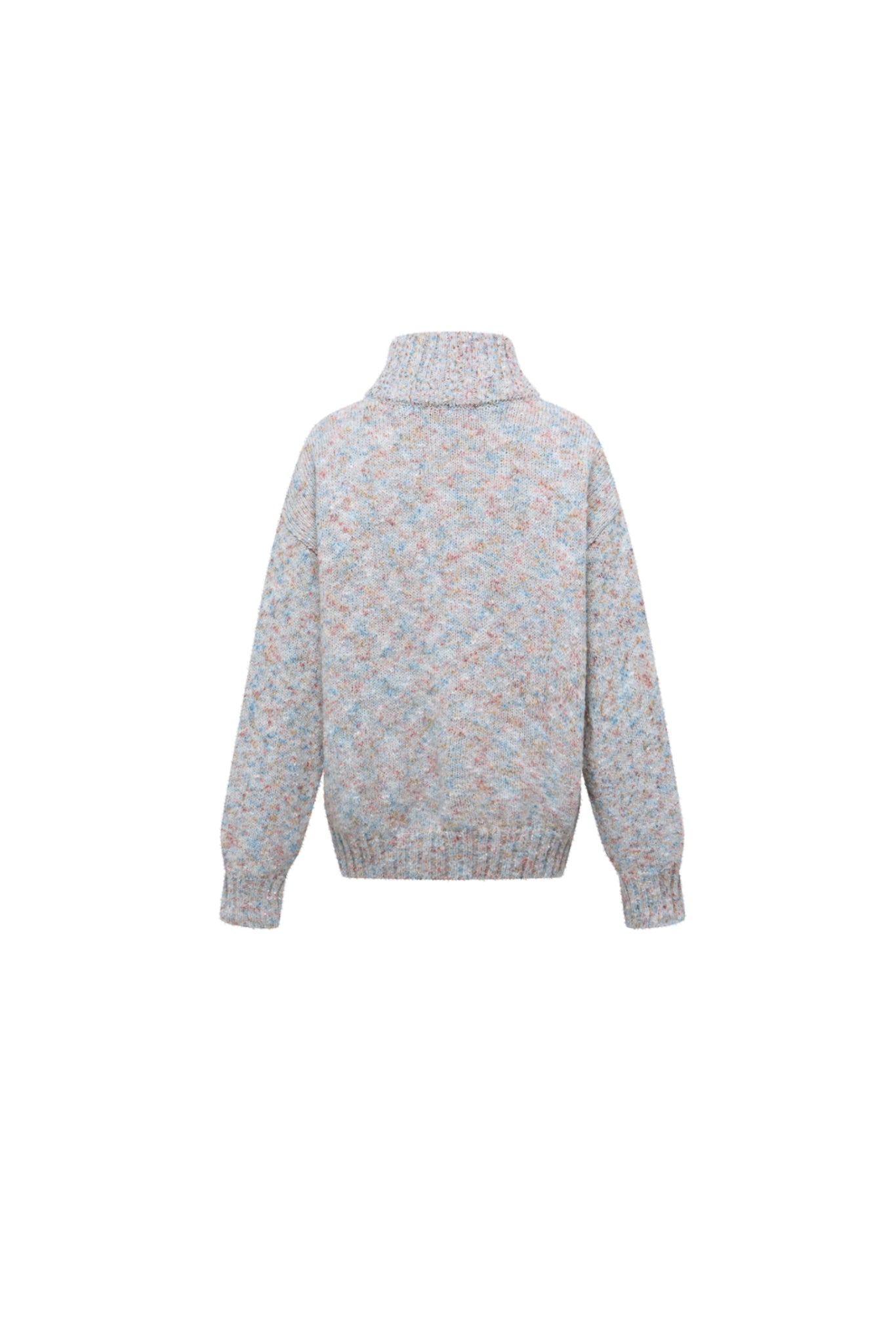 Colorful Polka Dot High Neck Zip-Up Sweater