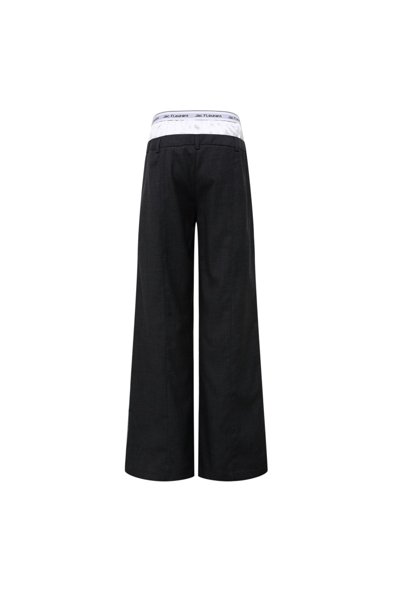 Satin Panel Elastic Rib Logo Grey Trousers