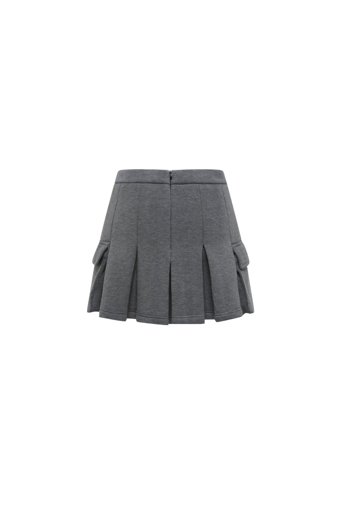 Grey Tech Mesh Pleated Pocket Mini Skirt - Set