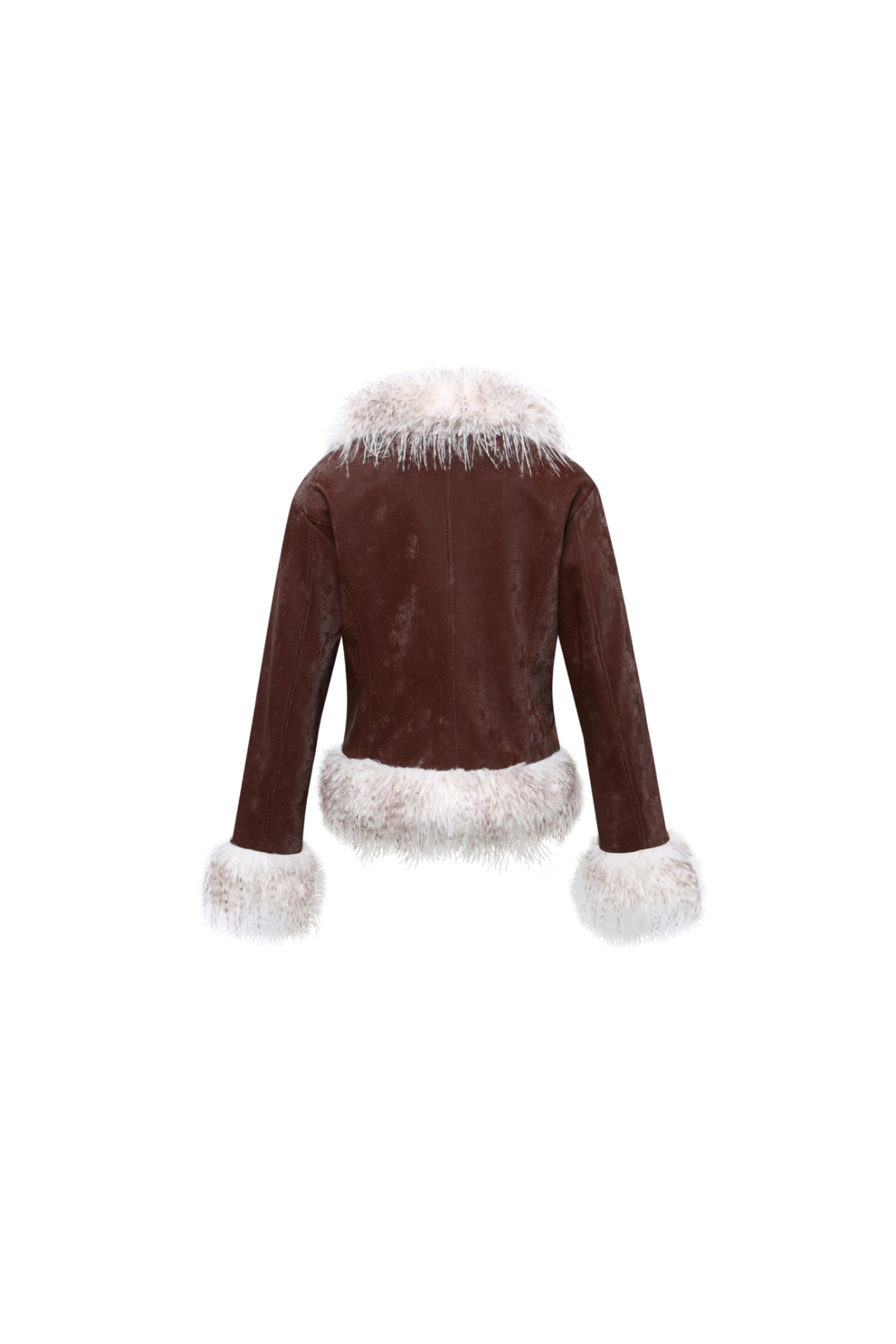 Brown Vintage Faux Leather & Shearling Jacket