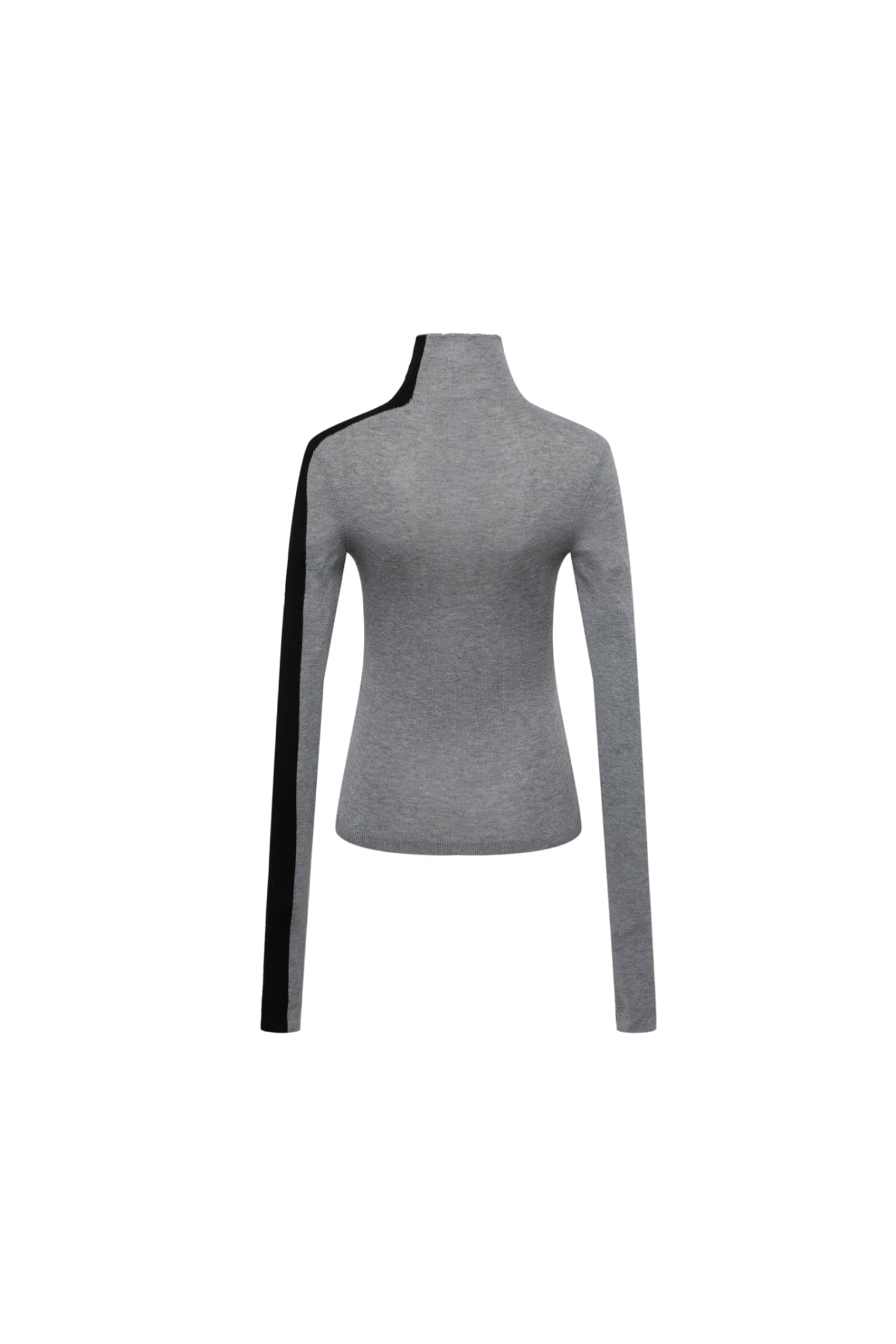 Black & Grey Color Block High Neck Top