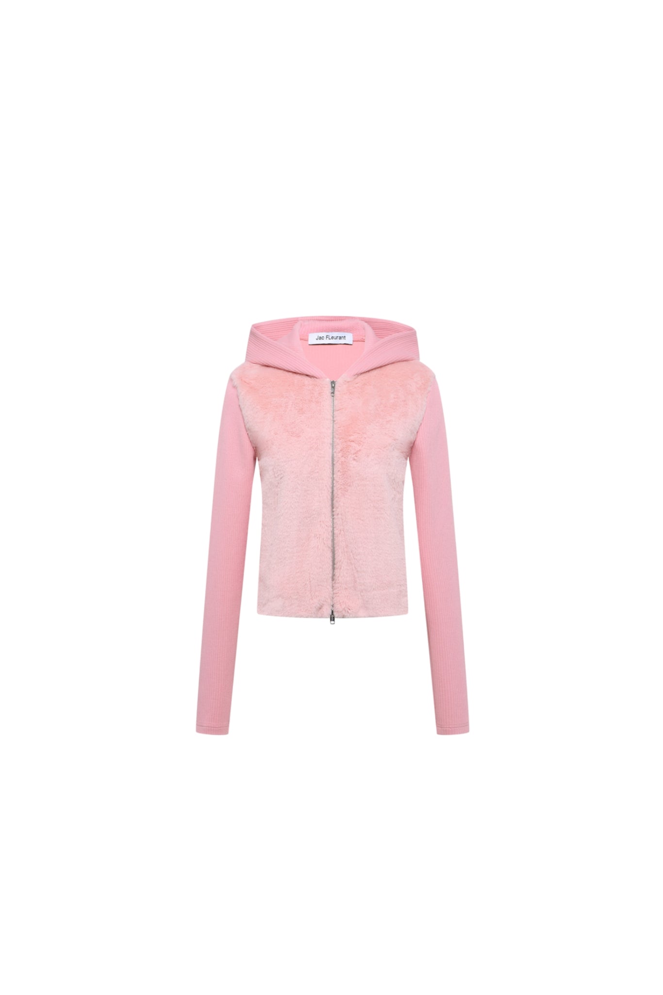 Pink Knit & Faux Fur Blend Zip-Up Top - Set