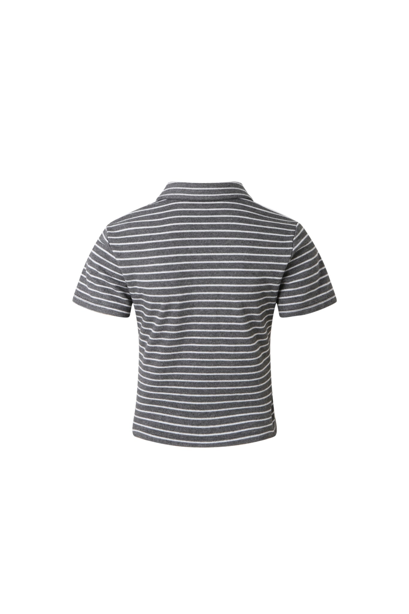 Grey & White Stripe Lace-Up Top