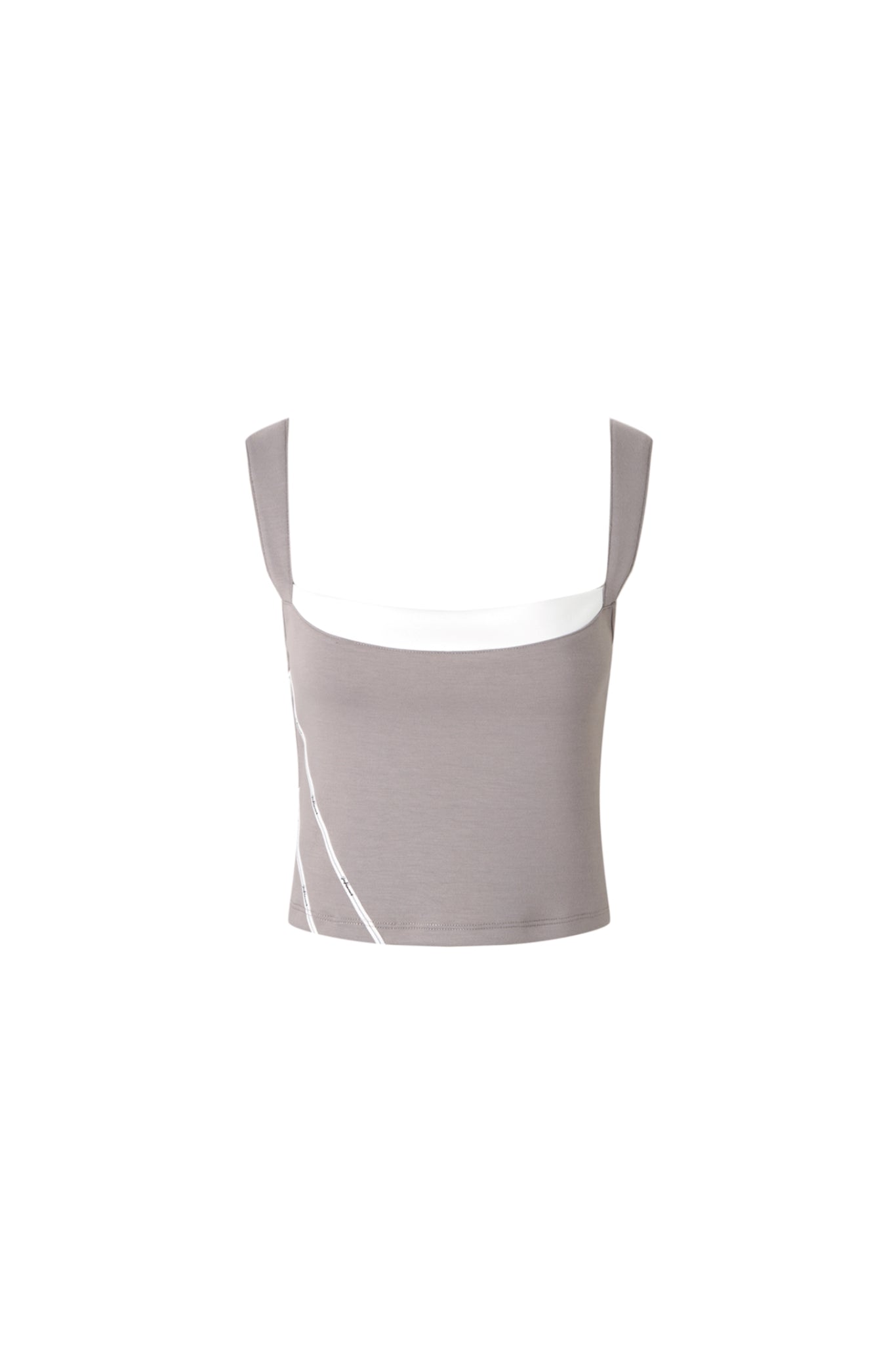Grey & White Ribbed Strappy Top