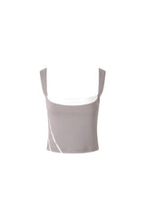 Grey & White Ribbed Strappy Top