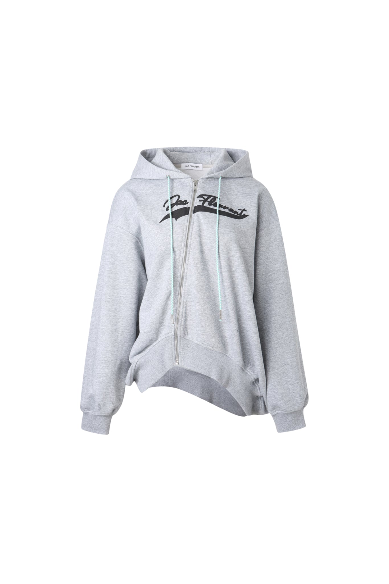 3D PU Print Logo Asymmetric Zip Hoodie
