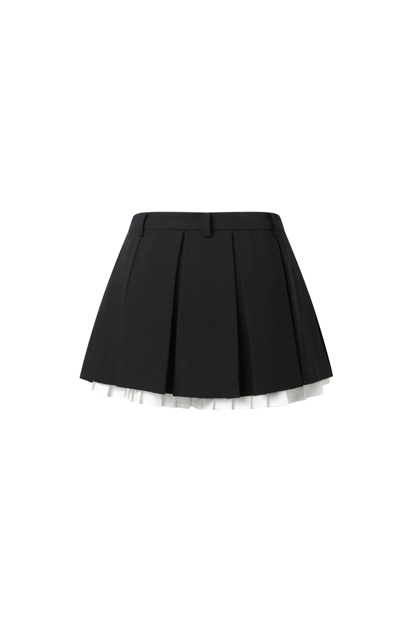 Black & White Double Layer Pleated Mini Skirt