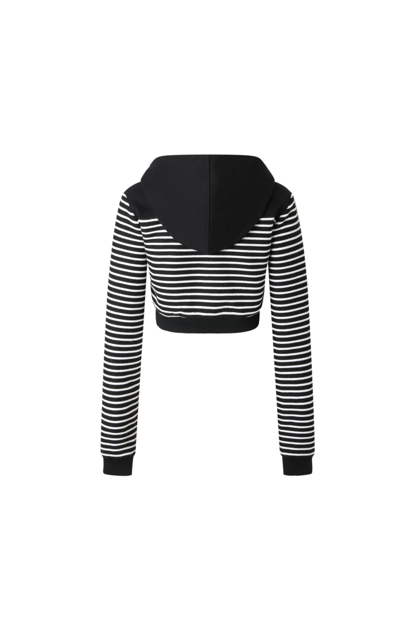 Black & White Stripe Panel Zip Hoodie - Set
