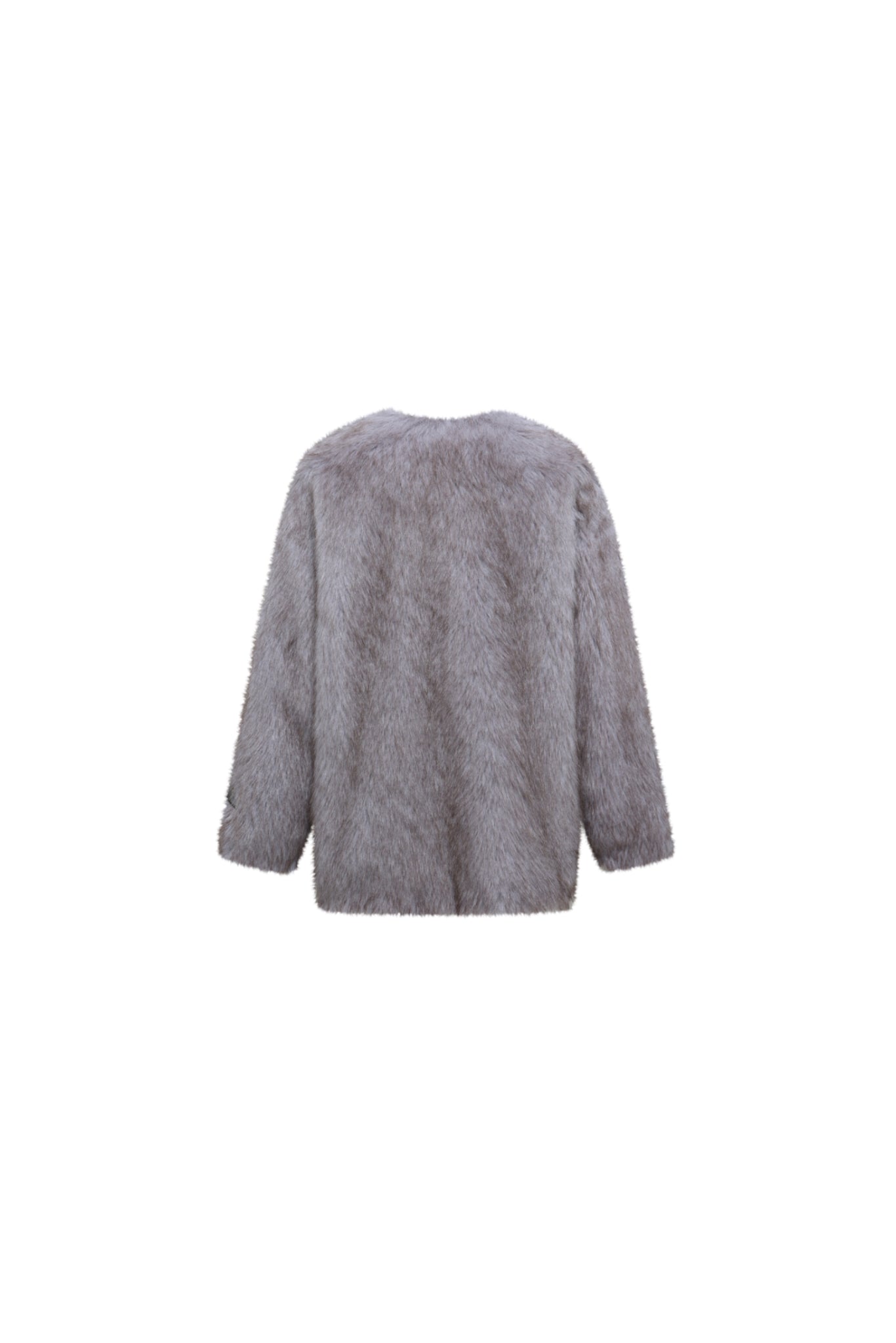Grey Toggle Faux Fur Coat