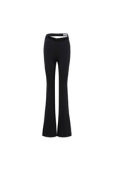 Lace-Up V-Waist Stretch Flare Pants