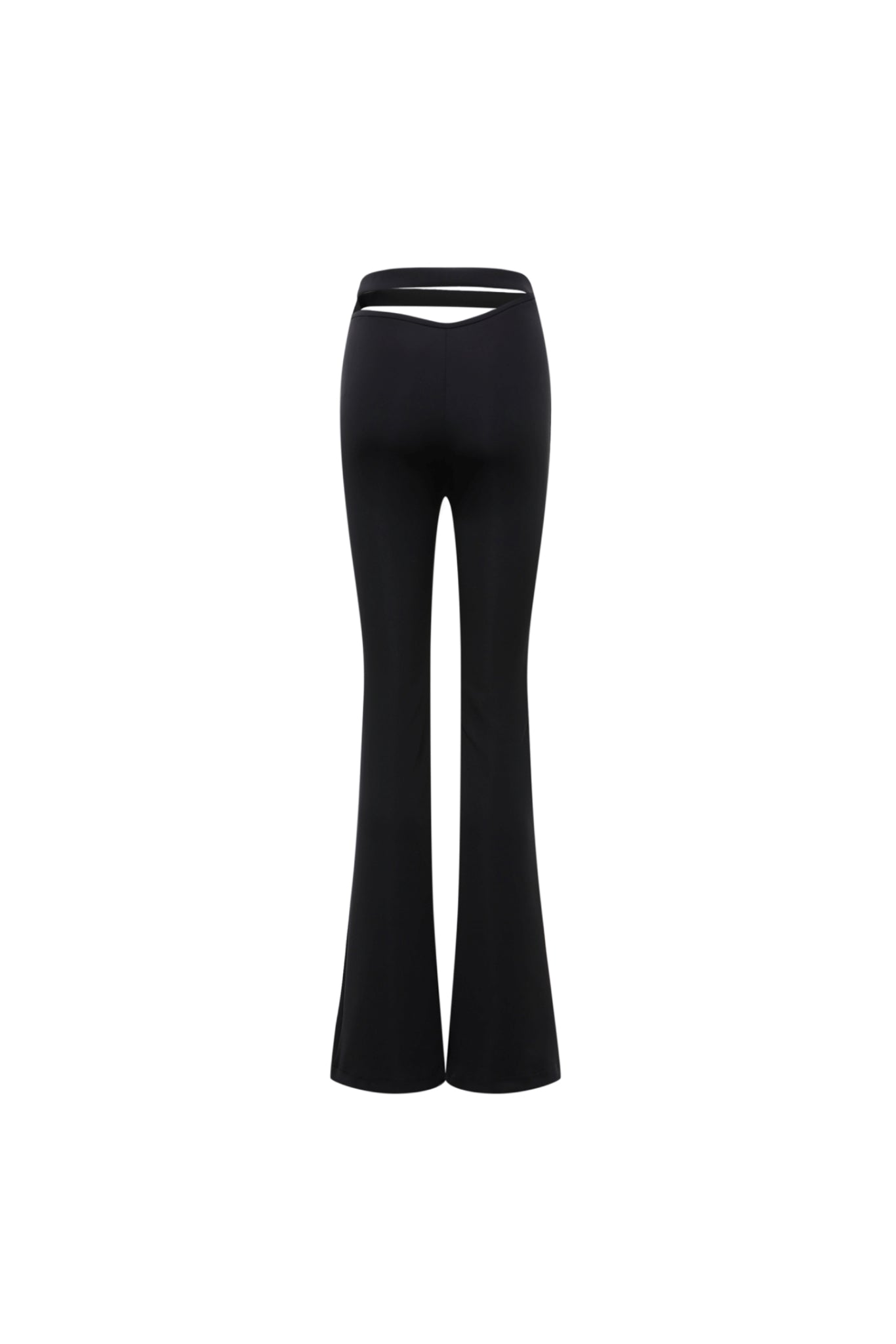 Lace-Up V-Waist Stretch Flare Pants
