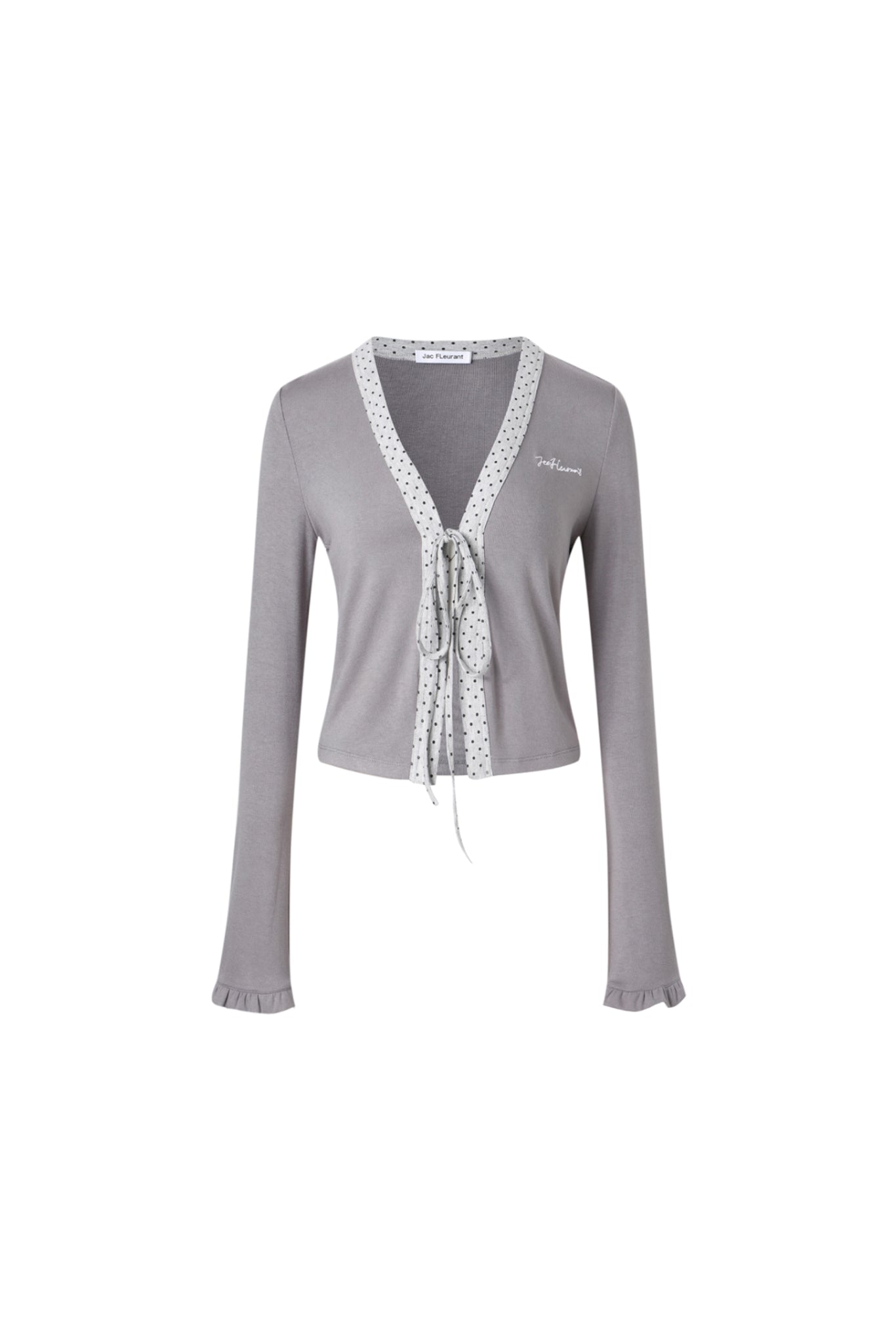 Grey Polka Dot Lace-Up Top