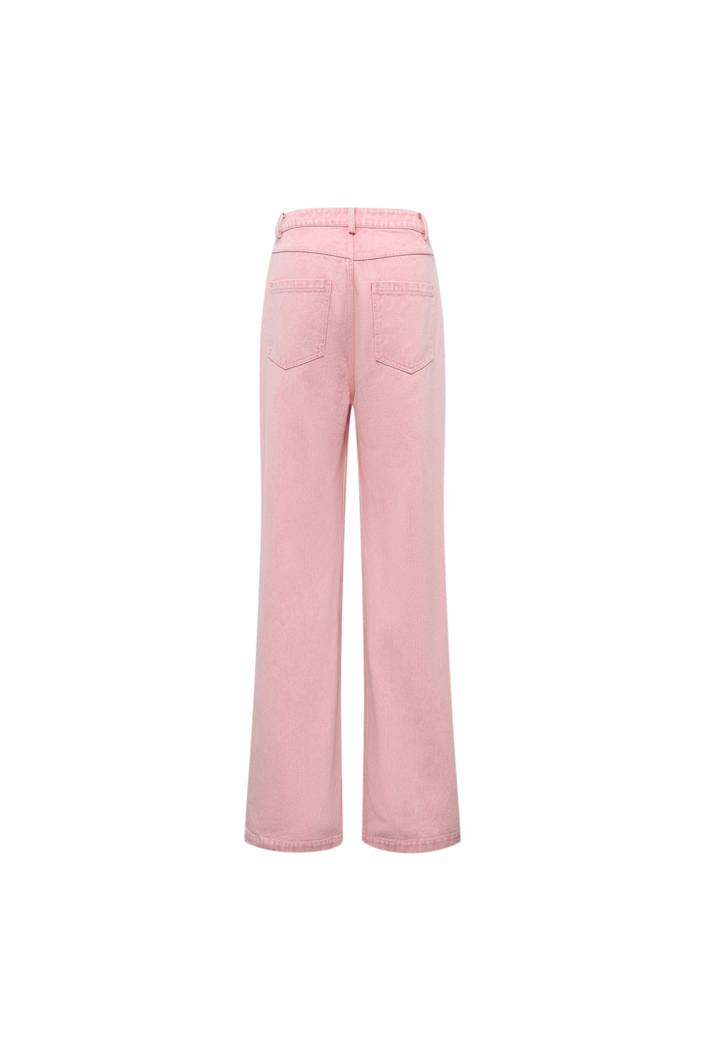 Pink Satin Panel Raw Edge Jeans