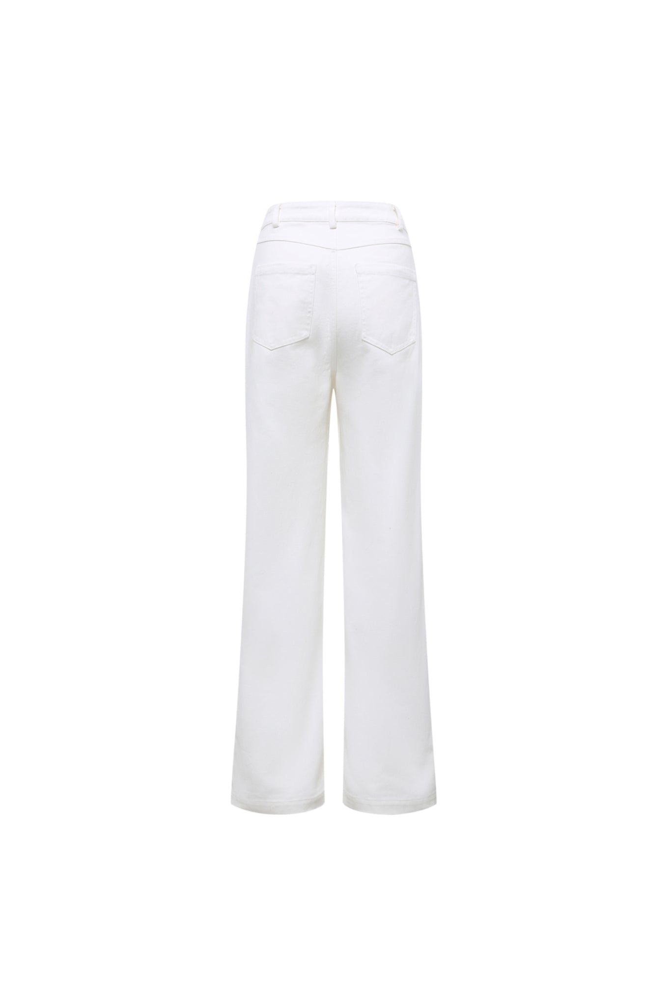 White Satin Panel Raw Edge Jeans