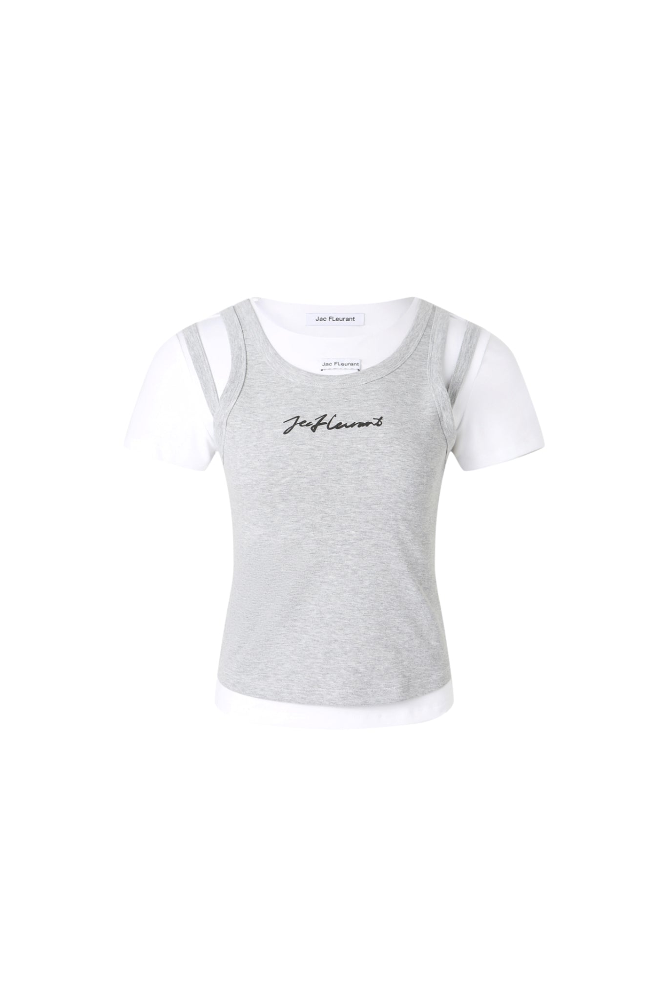 Grey & White False Two-Piece Strappy Top