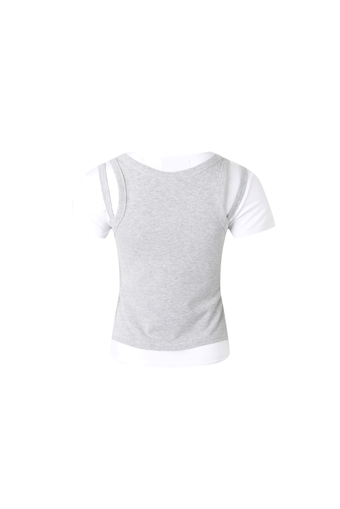 Grey & White False Two-Piece Strappy Top
