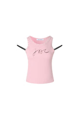 Pink Beaded Double Strap Camisole