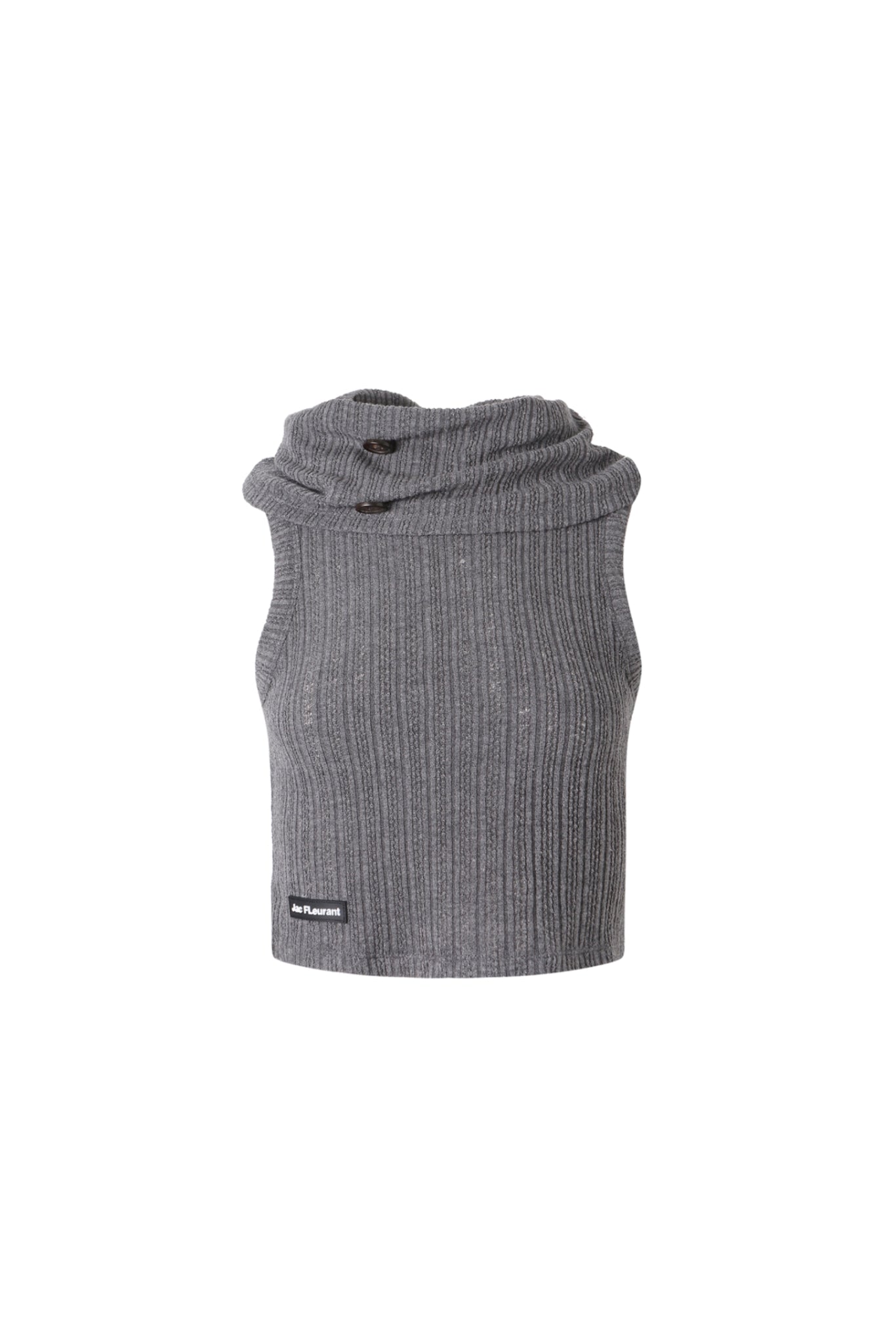 Cowl Neck Button Detail Knit Tank Top