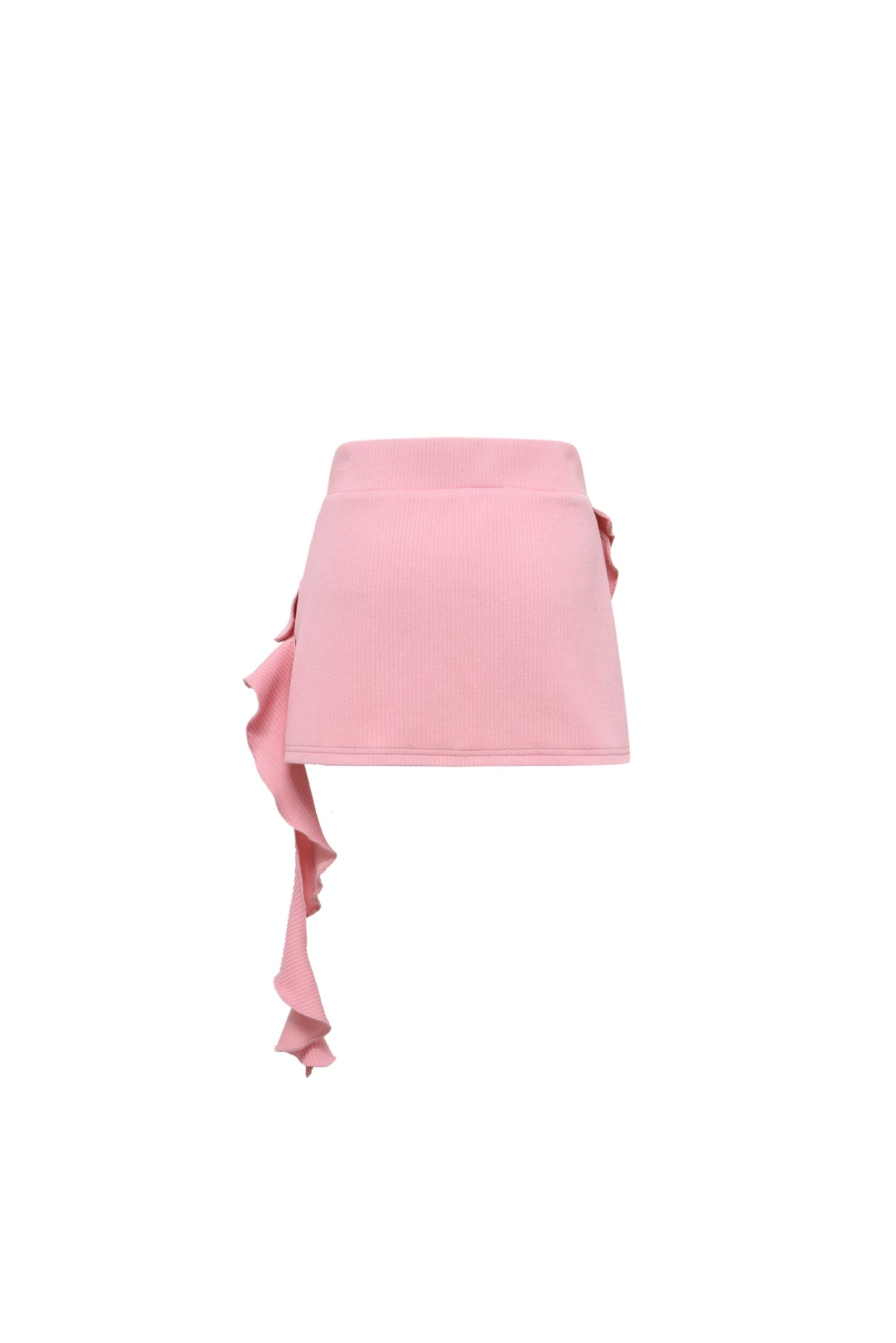 Pink Knit Flounce Hem Mini Skirt - Set