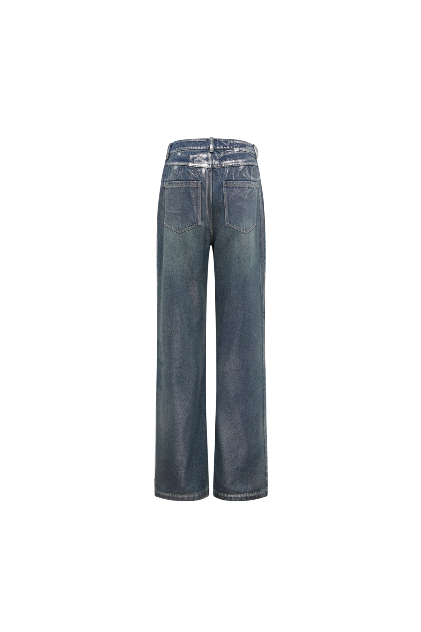 Blue Silver Foil Straight Leg Jeans