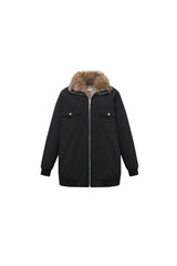 Rabbit Fur-Lined Parka Jacket