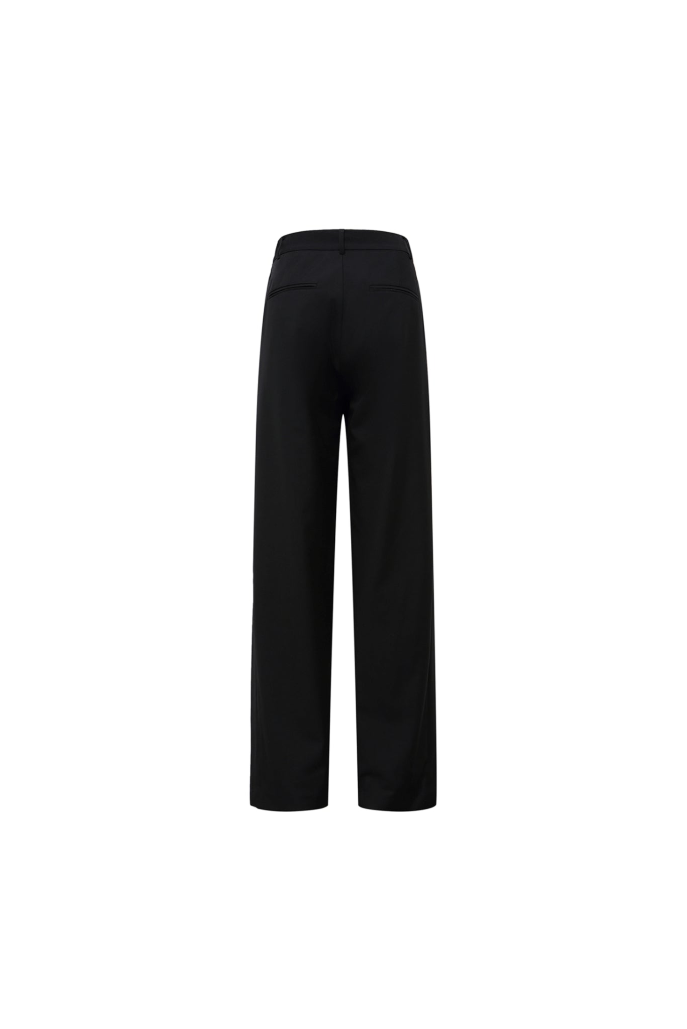 Black Folded Hem Straight Leg Trousers