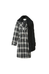 Detachable Scarf Plaid Long Coat