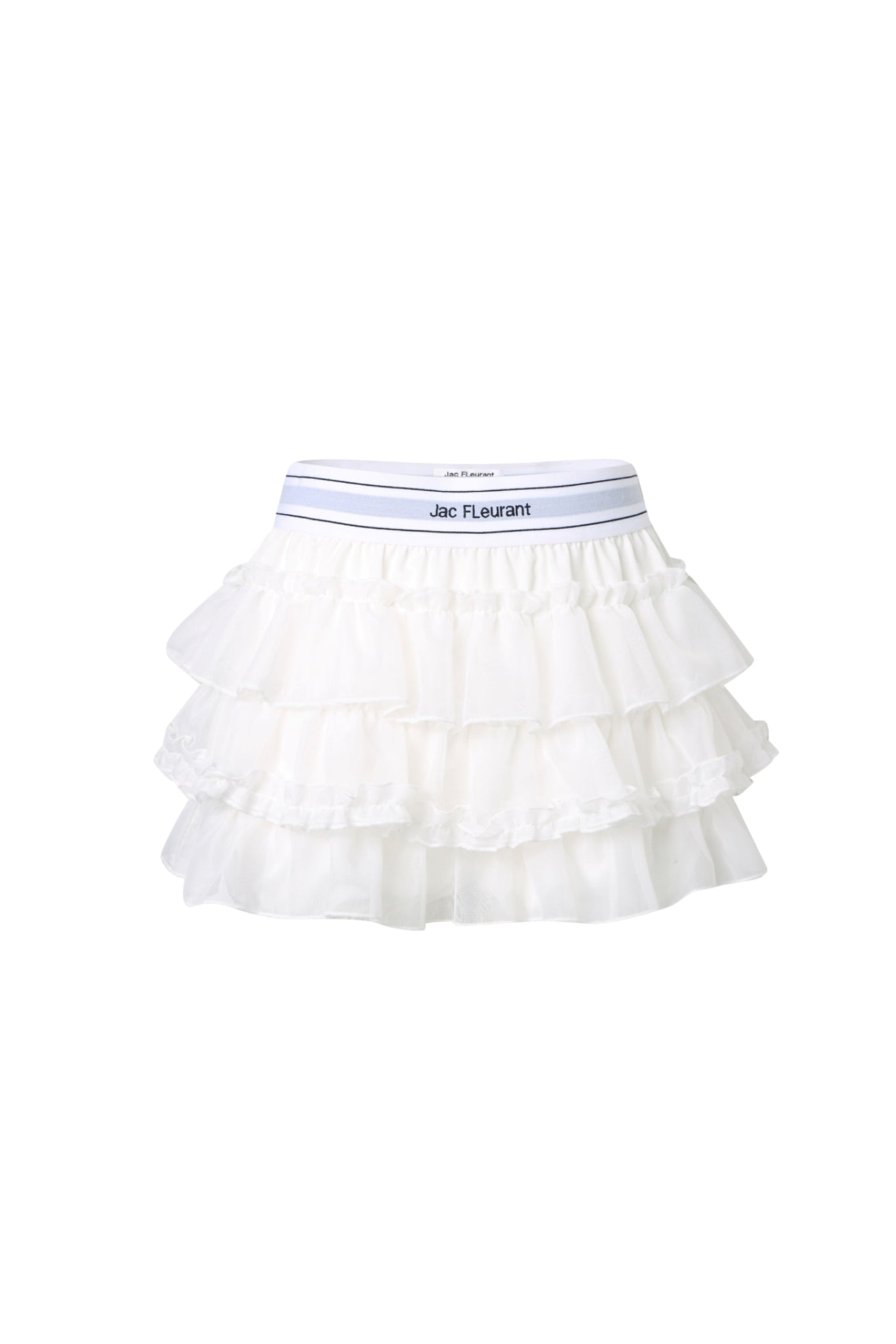 White Elastic Logo Tiered Skirt