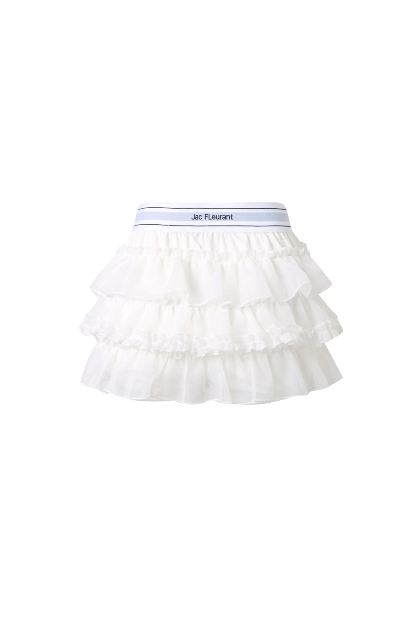 White Elastic Logo Tiered Skirt