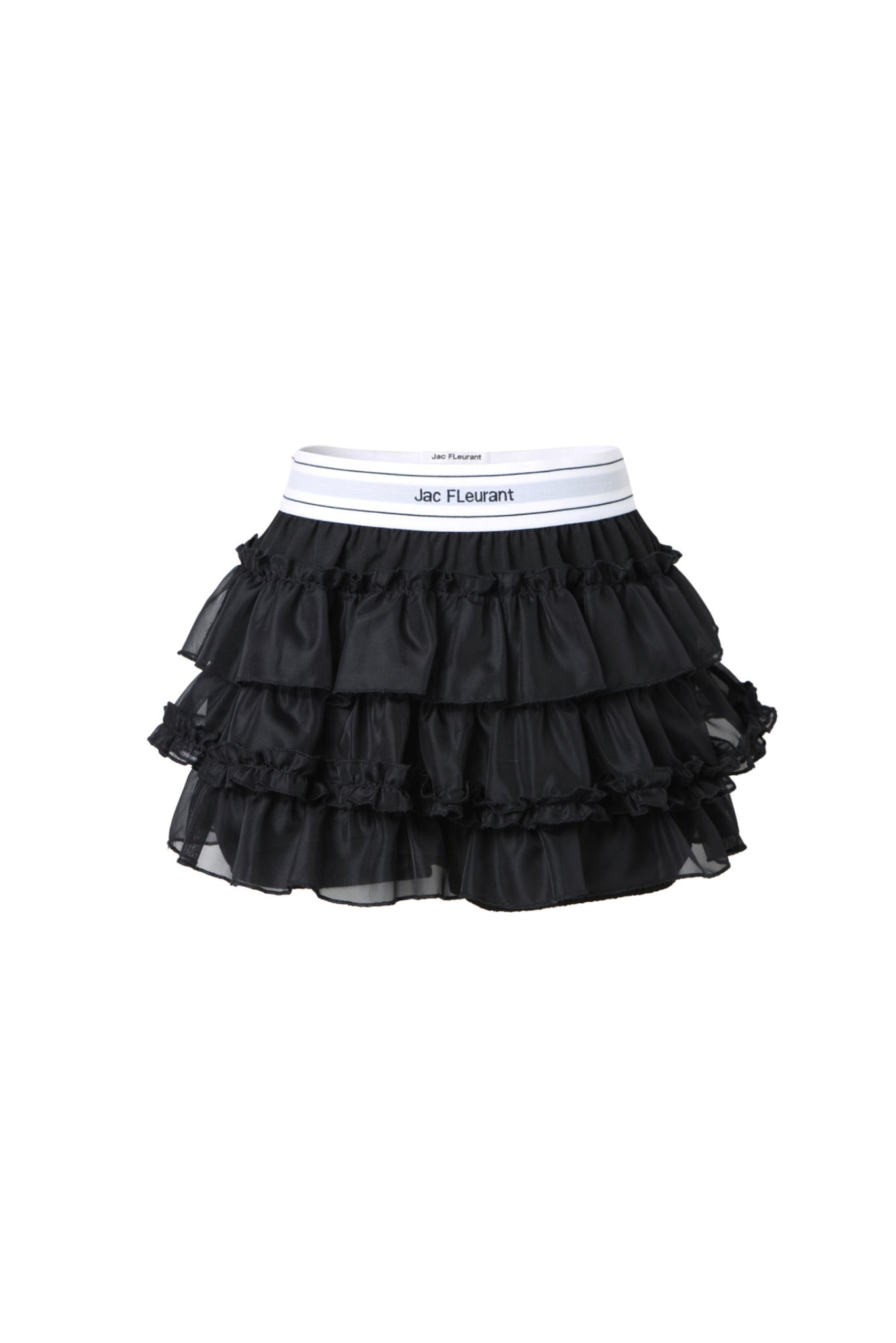 Black Elastic Logo Tiered Skirt