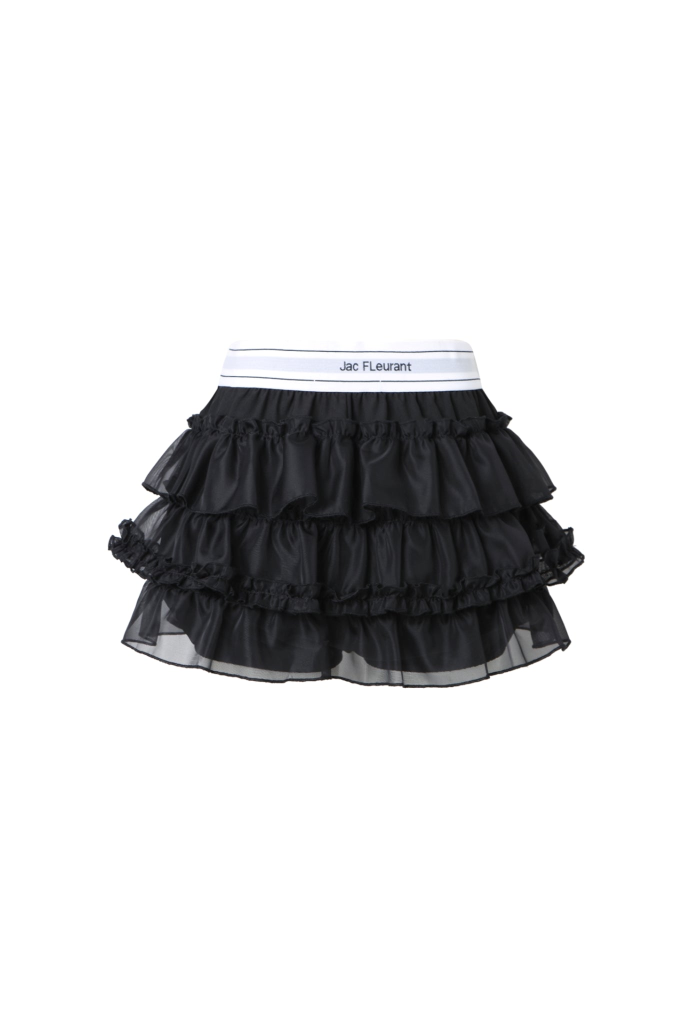 Black Elastic Logo Tiered Skirt
