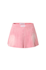 Pink Washed Denim Mini Skirt - Set