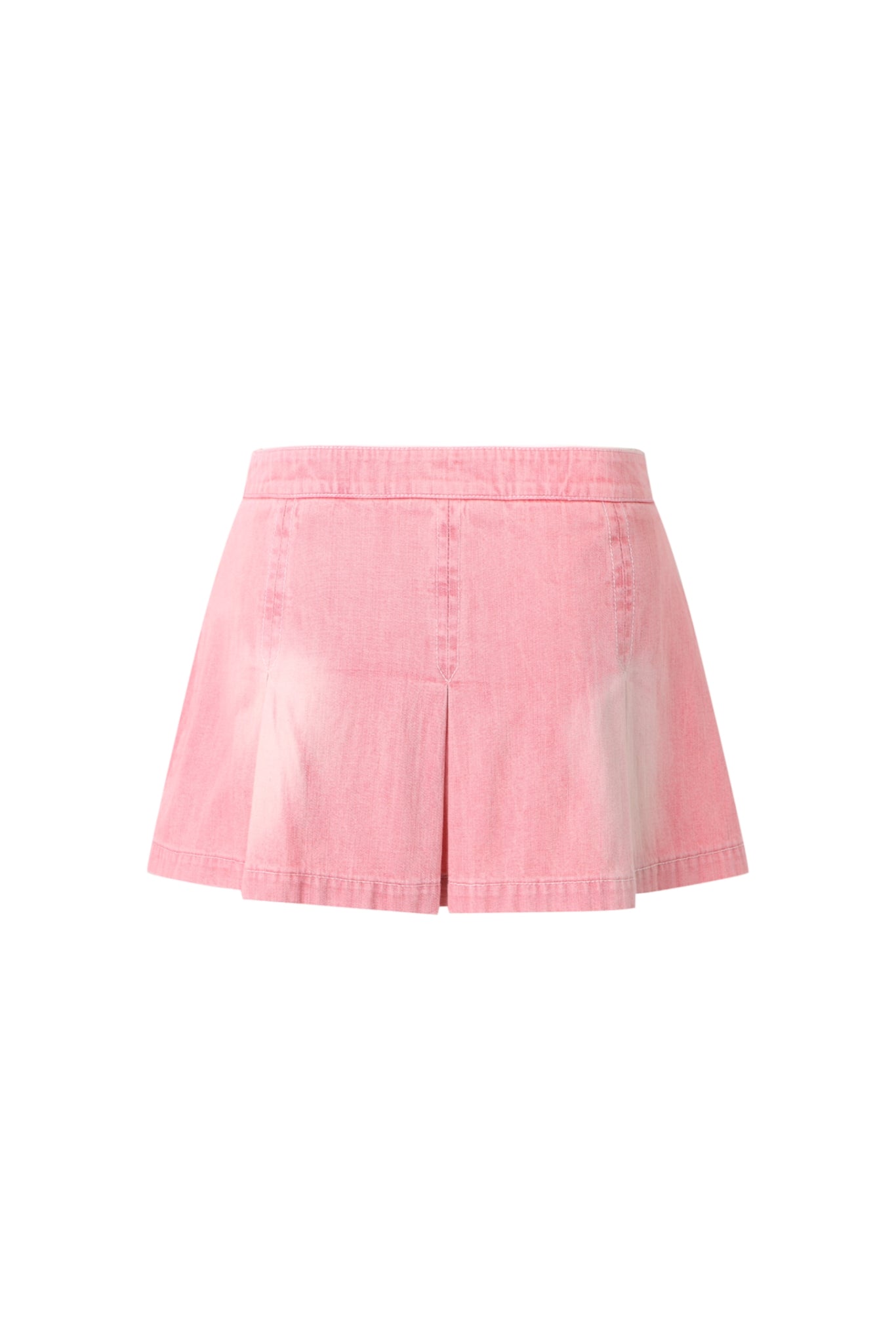 Pink Washed Denim Mini Skirt - Set