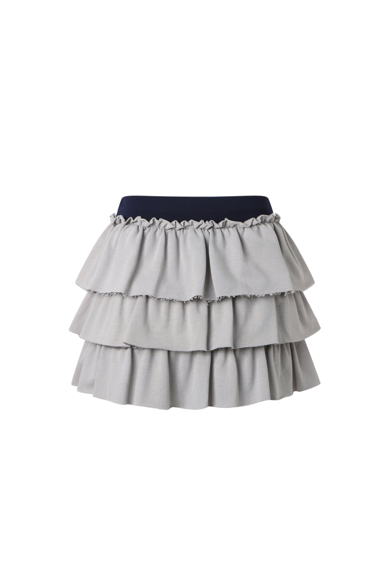 Grey Panel Drawstring Tiered Skirt
