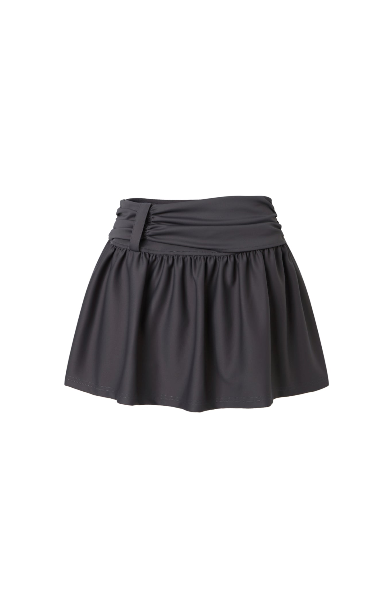 Grey Satin Pleated Mini Skirt