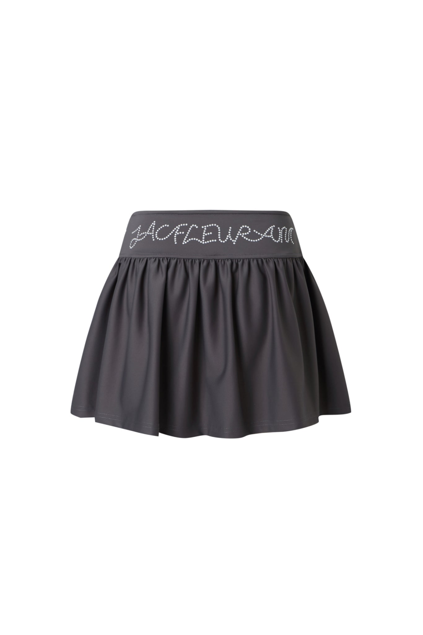 Grey Satin Pleated Mini Skirt