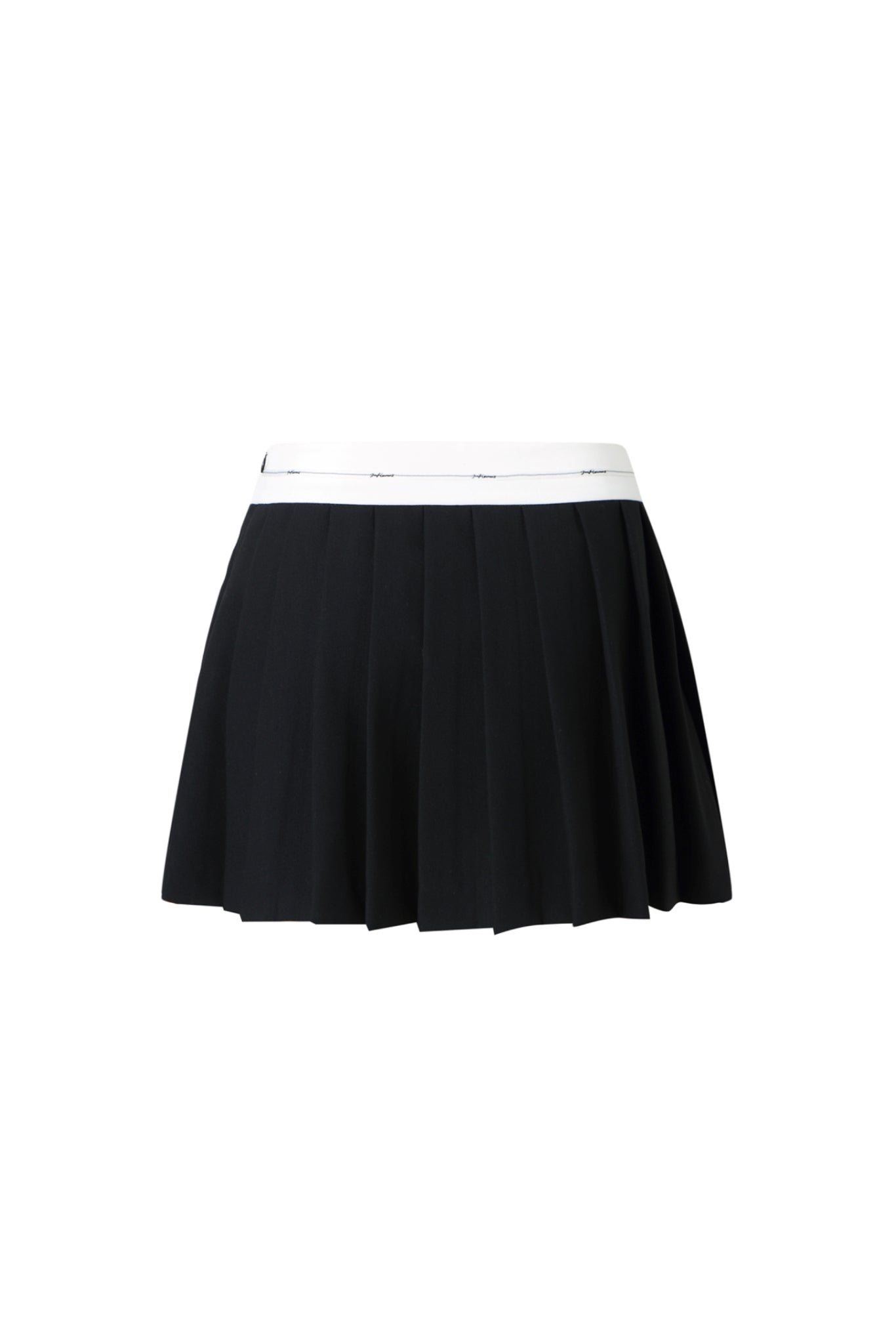 Black & White Cross-Waist Pleated Mini Skirt