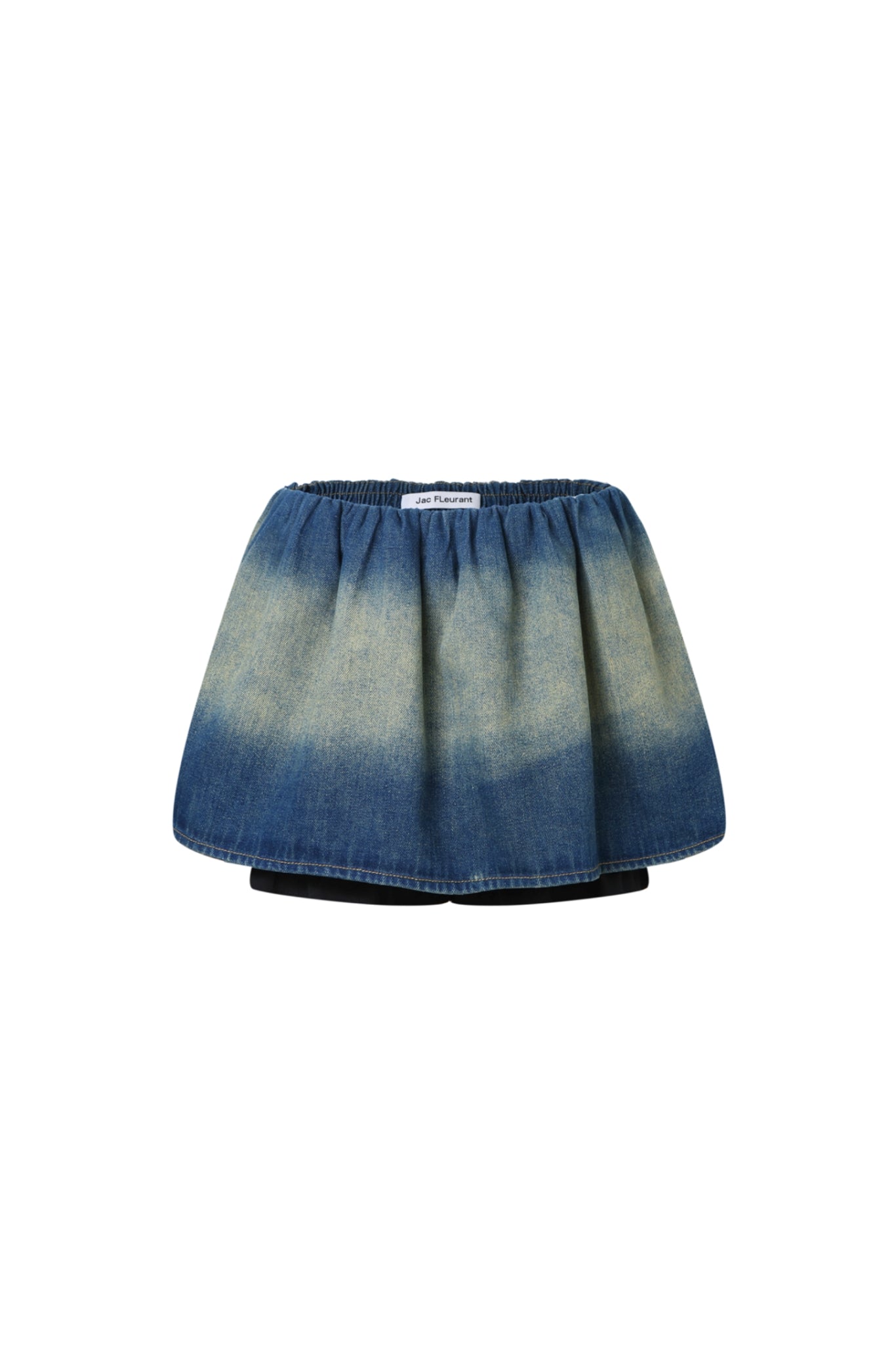 Vintage Wash Elastic Waist Denim Mini Skirt - Set