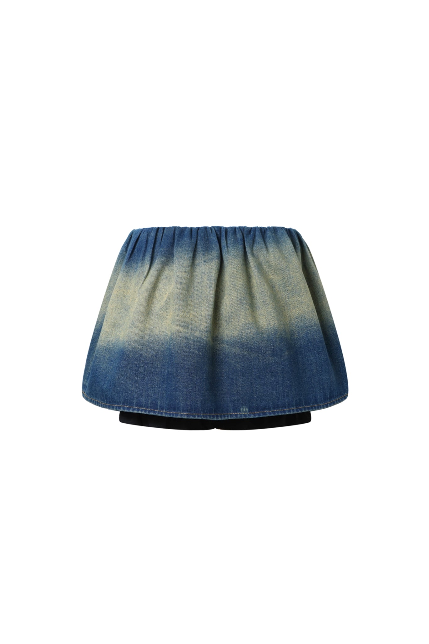 Vintage Wash Elastic Waist Denim Mini Skirt - Set