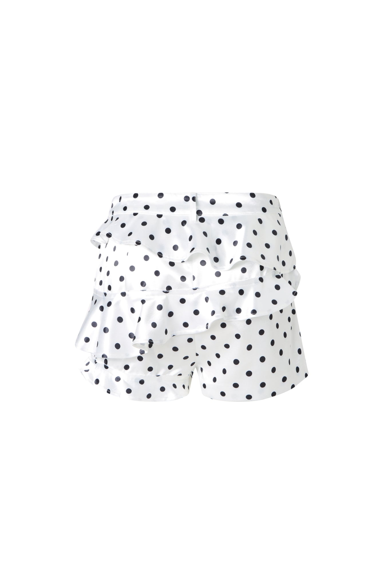 White Polka Dot Ruffle Hem Shorts