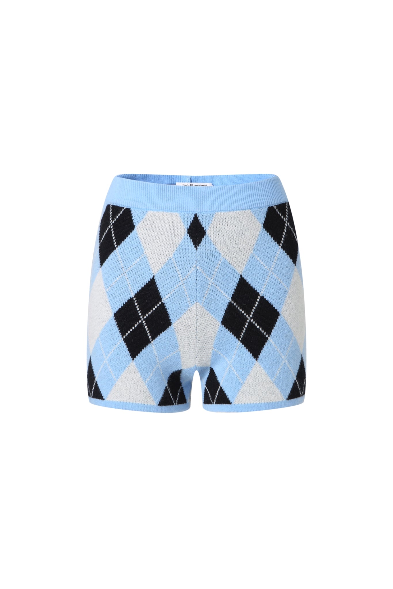 Black & Blue Check Knit Bodycon Shorts - Set