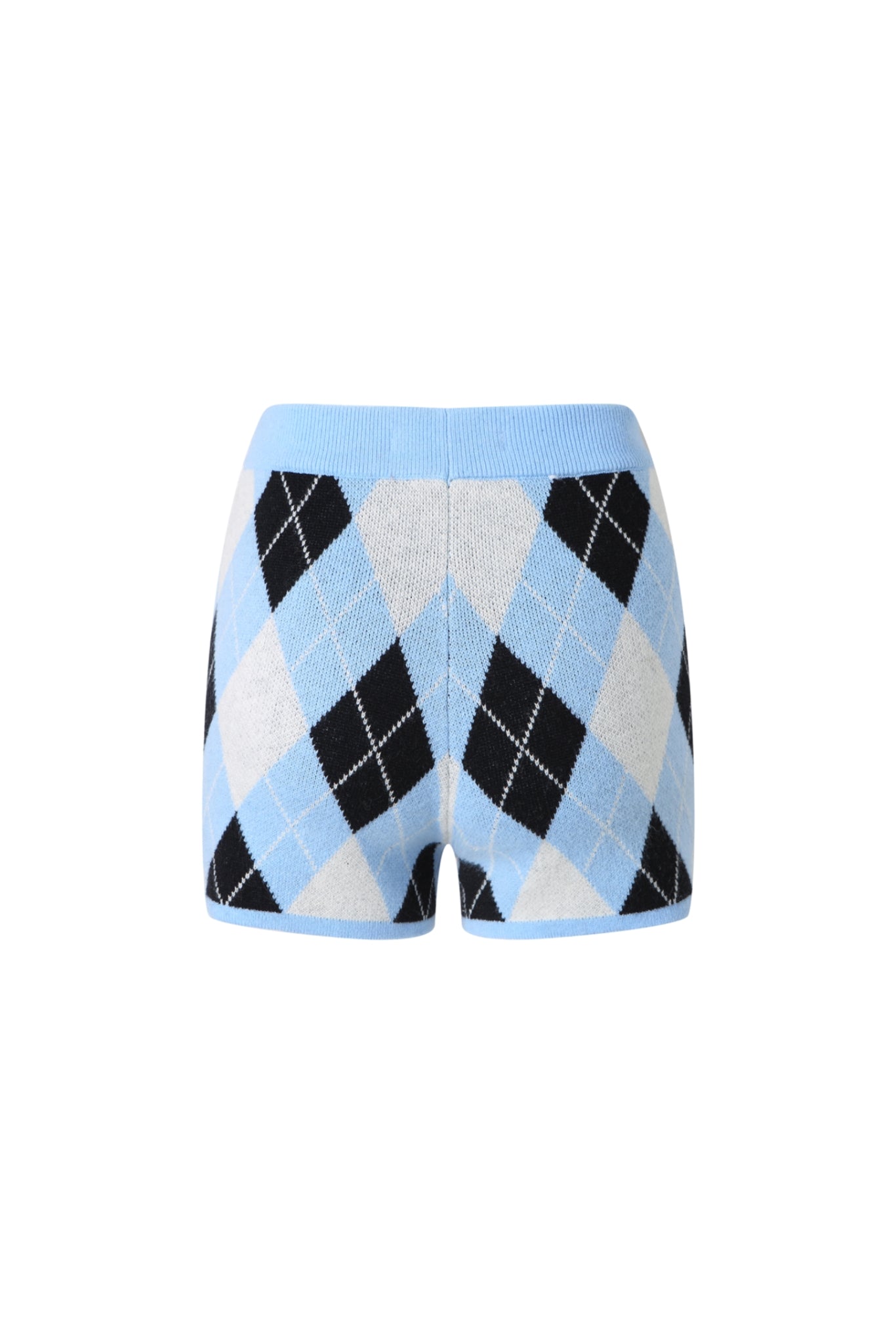 Black & Blue Check Knit Bodycon Shorts - Set