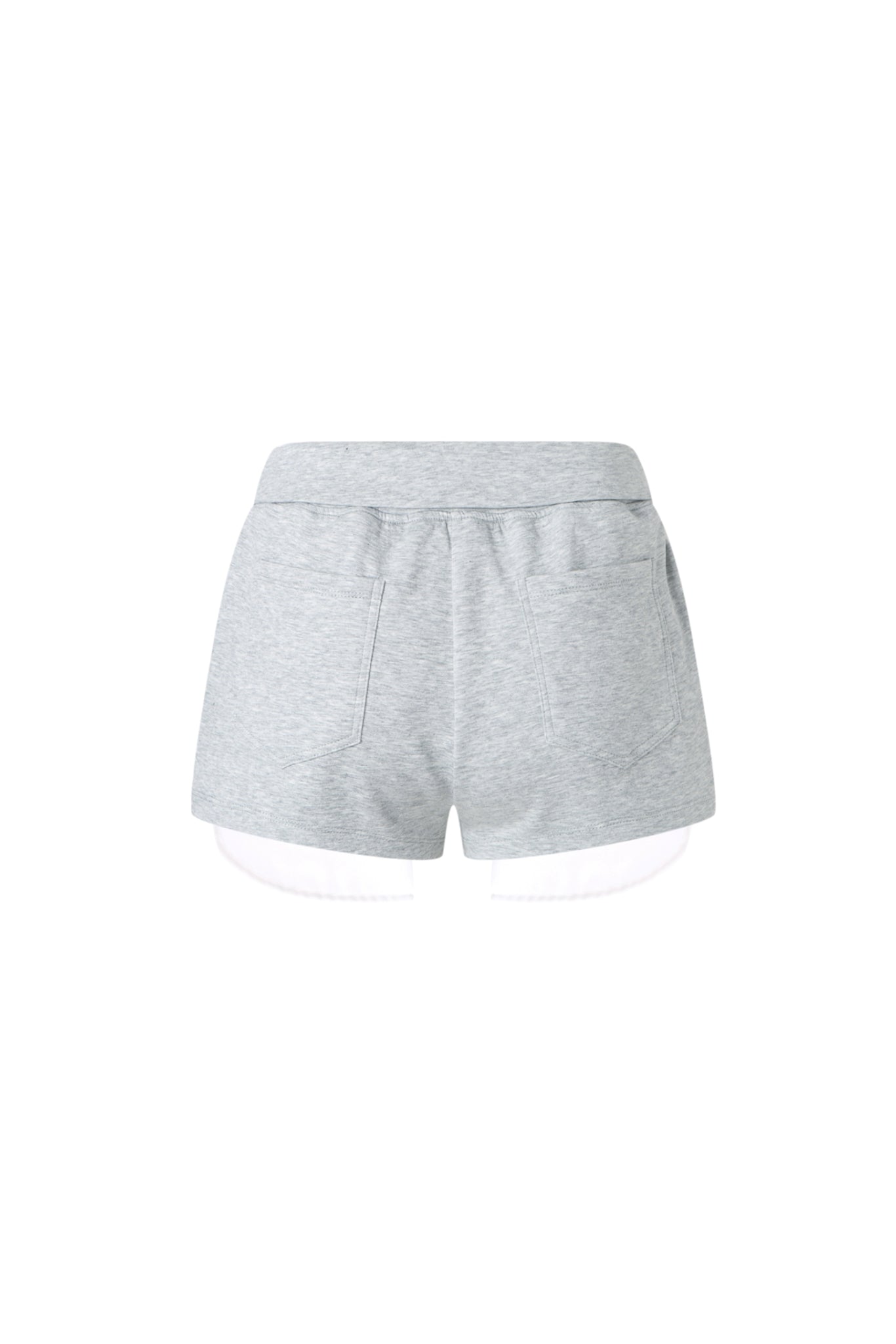 Grey Embroidered Logo Fold-Over Waist Exposed Pocket Shorts - Set
