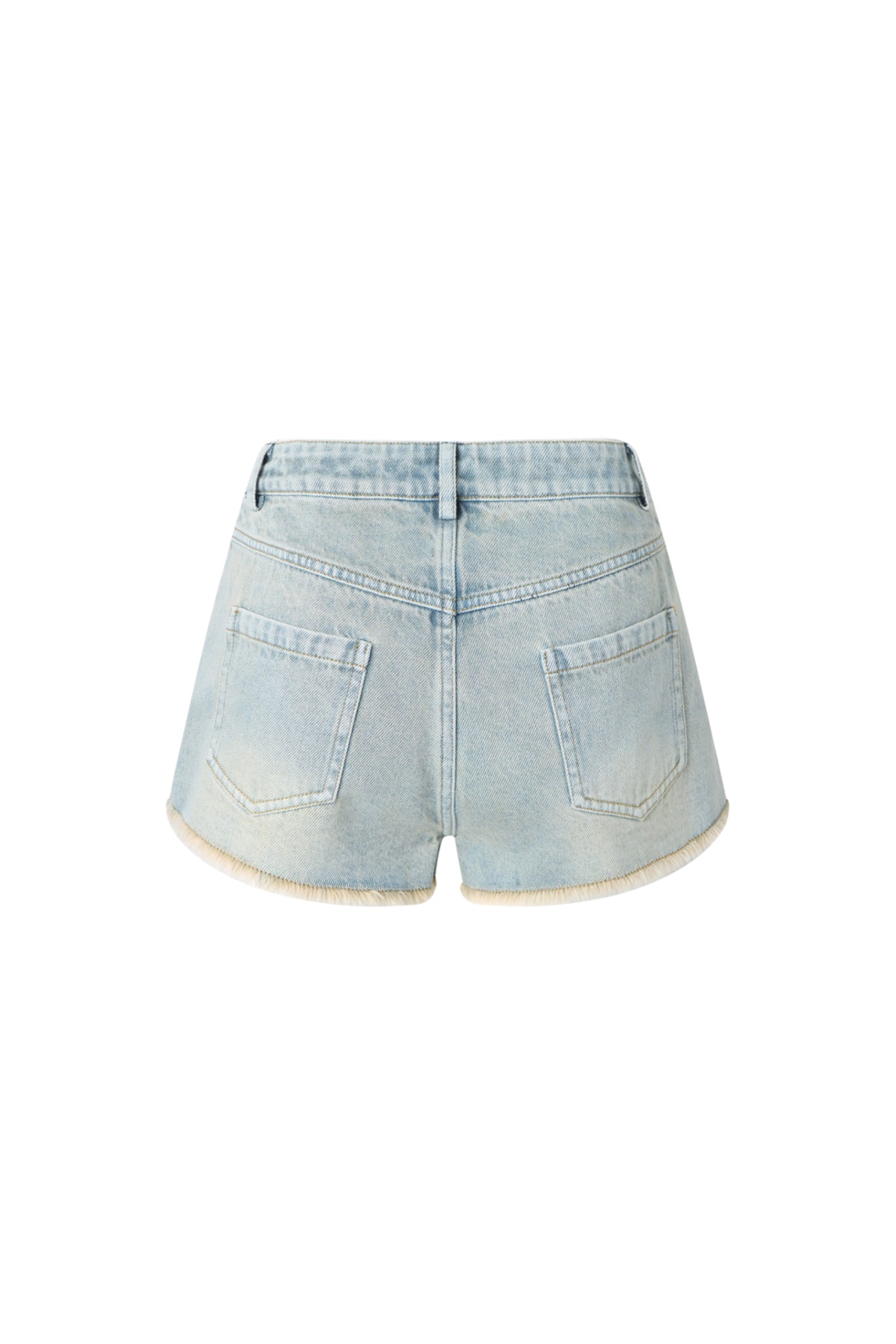 Blue Raw Edge Denim Shorts
