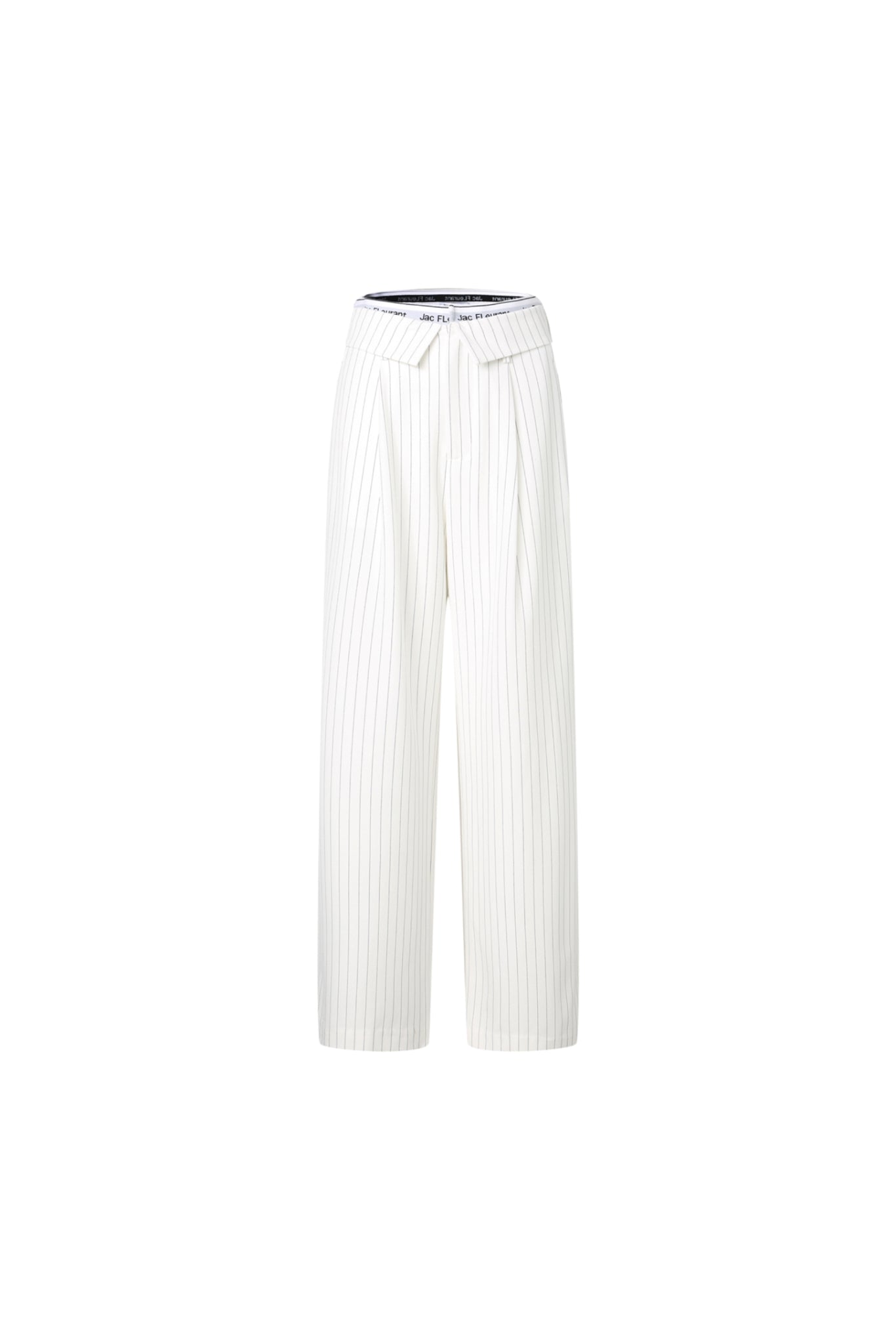 Elastic Rib Logo White Stripe Fold-Over Waist Trousers
