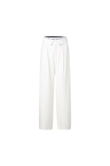 Elastic Rib Logo White Stripe Fold-Over Waist Trousers