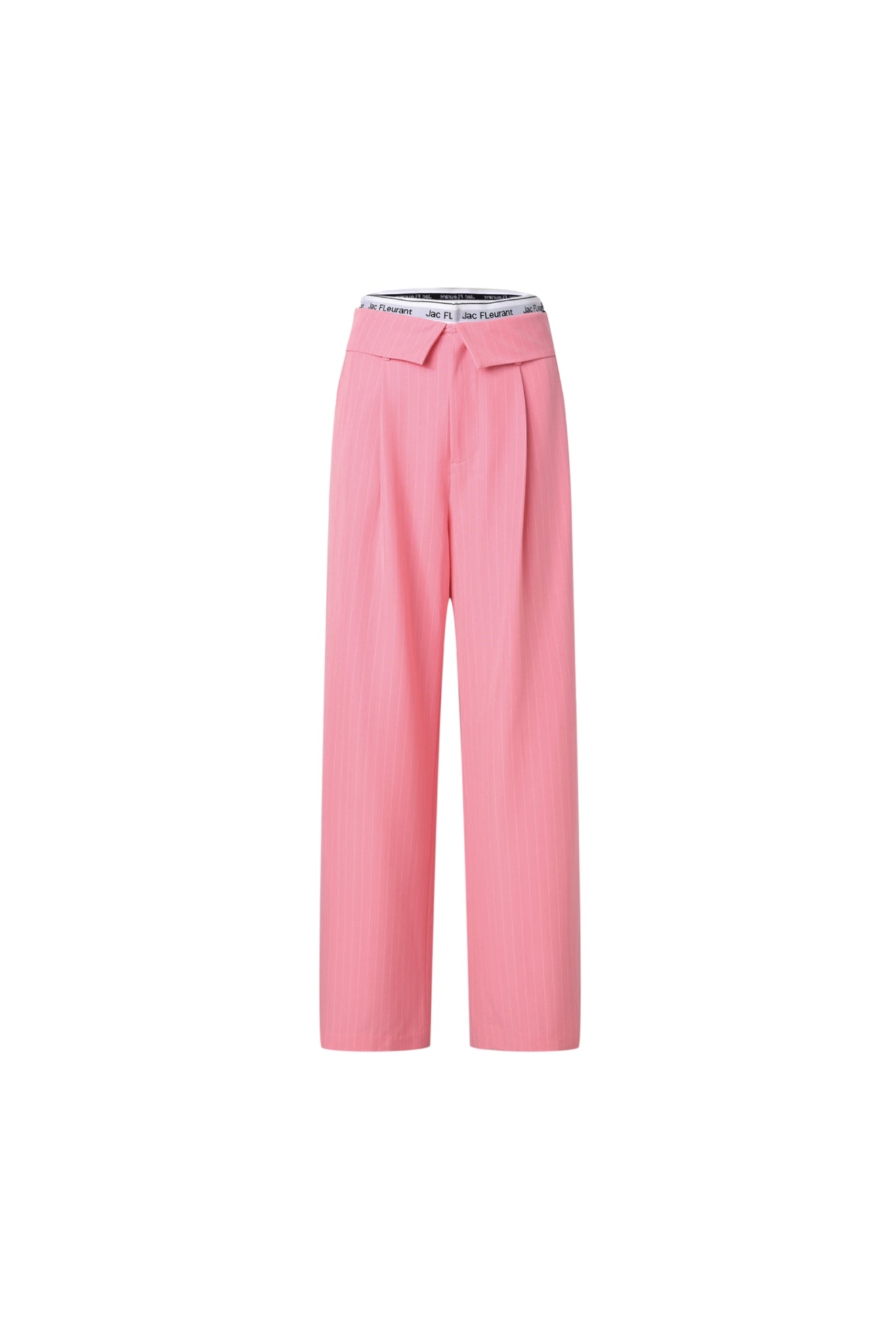 Elastic Rib Logo Black Stripe Fold-Over Waist Trousers