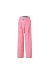 Elastic Rib Logo Black Stripe Fold-Over Waist Trousers