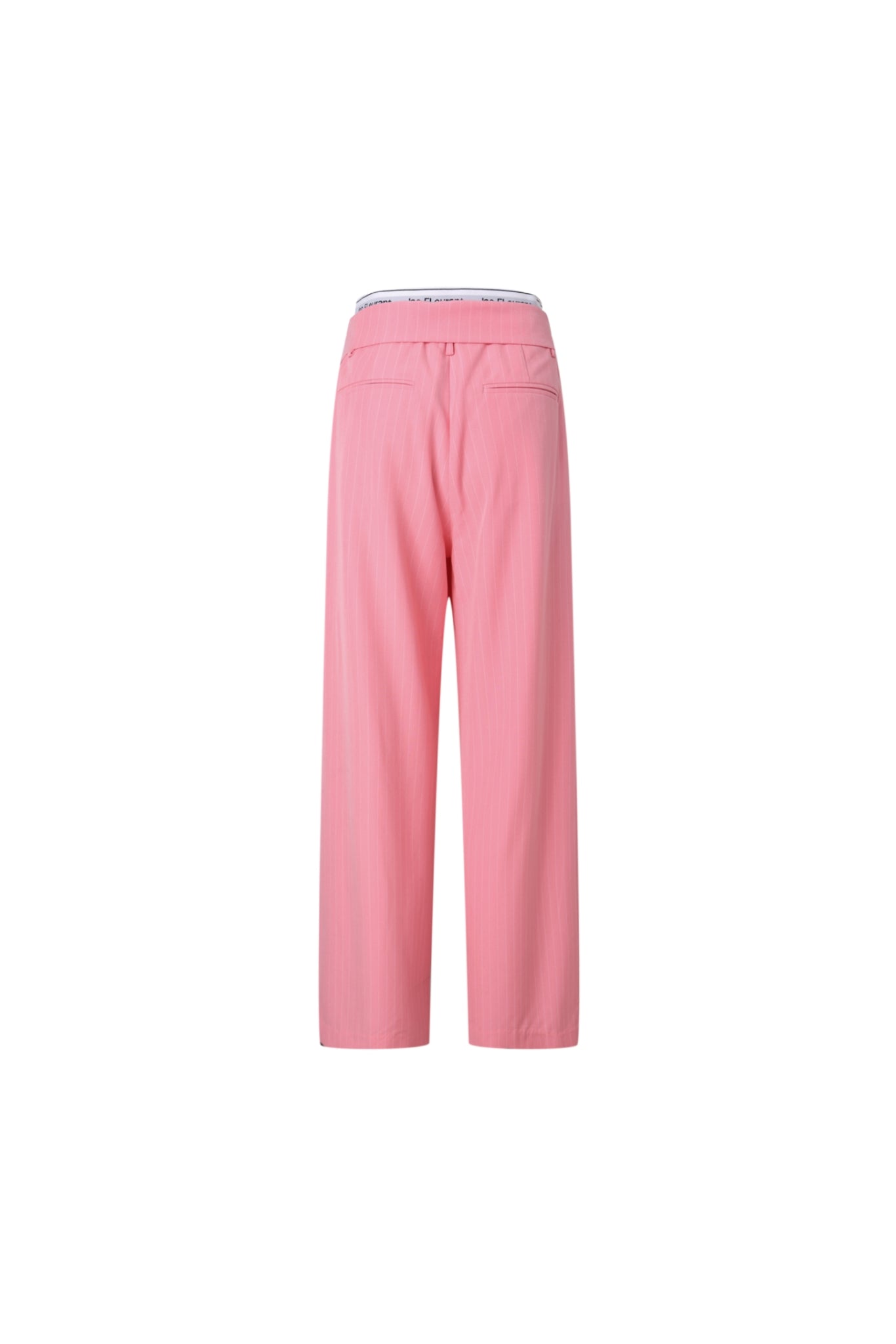 Elastic Rib Logo Black Stripe Fold-Over Waist Trousers